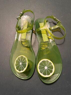 Katy Perry Collections Green Jelly Sandals with Lime Slice Toe-Post